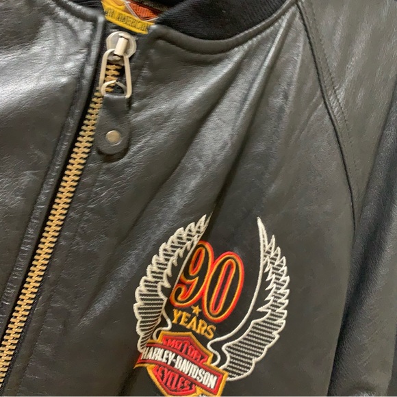 #SOLD# Harley Davidson RARE Mens 90th Anniversary embroidered bomber Jacket XL - Picture 14 of 16